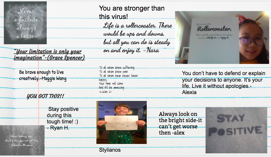 ps159q's tweet photo. On Thursday, 5th Graders chose a quote or a message they wanted to share with their fellow classmates for "Share Your Message Day!" All of of the beautiful messages and quotes were truly inspiring! @PS159_Q @ps159pta @A_Principal159Q https://t.co/J3ZkjI3Zj8