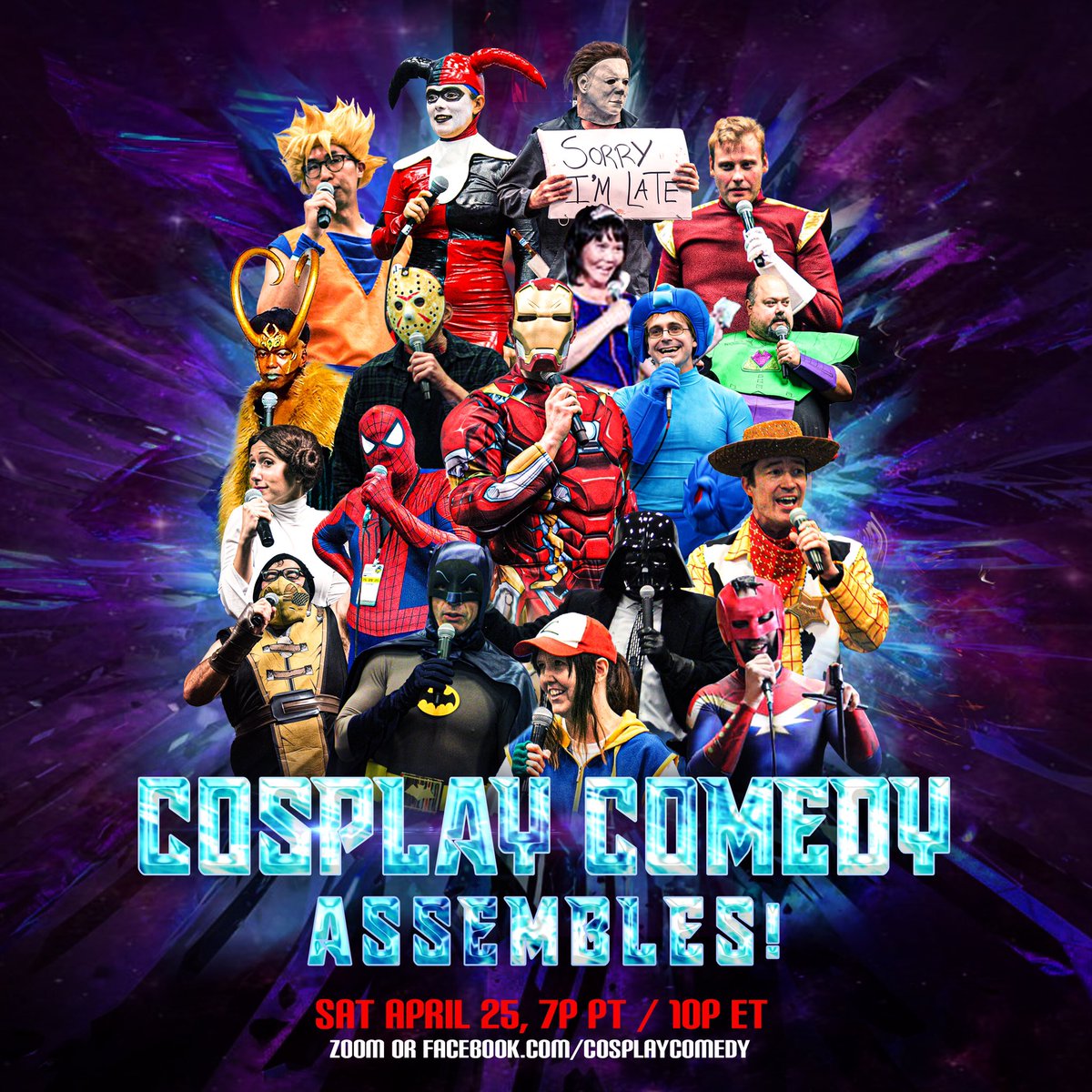 kylechrise's tweet photo. TONIGHT 7p PT.  The biggest @CosplayComedy ever! We’re raising money for @BincFoundation @blackcatburbank &amp; @TheMADE.

Watch &amp; Donate info: https://t.co/EPzP0oDWsH https://t.co/9F2GC6qtPR