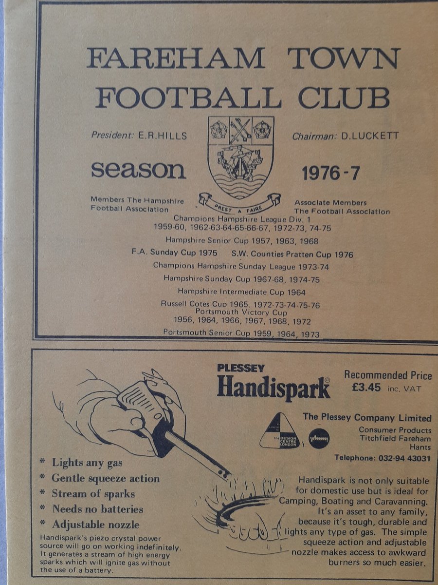 HadleighPeter's tweet photo. Just time for two more F v G progs. @farehamtownfc v @GosportBFC 75-76 and 76-77 - the latter again being an Easter fixture. #FProgs @NonLgeProgs https://t.co/ivGmfUxGRF