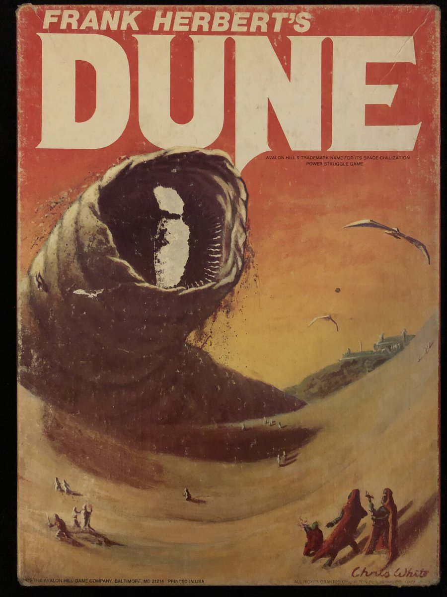 Today’s game is Avalon Hill’s Dune (1979). With a new Dune movie and RPG (from Modiphius) coming this year, it seems like the right time to talk about this classic boardgame.