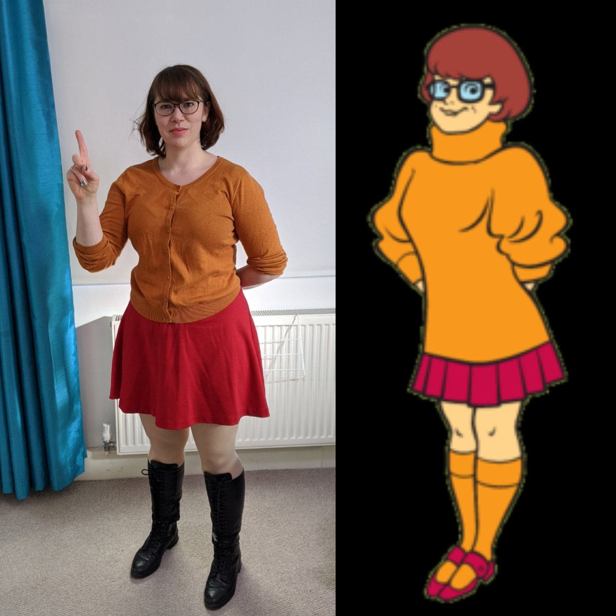 Jinkies! Velma's got a plan. Part of my 26 costumes in two days  #TwoPointSixChallenge.  https://uk.virginmoneygiving.com/RebeccaCooney2 )All slots are now full! But if you're enjoying watching me look daft, feel free to donate to these two important causes anyway x
