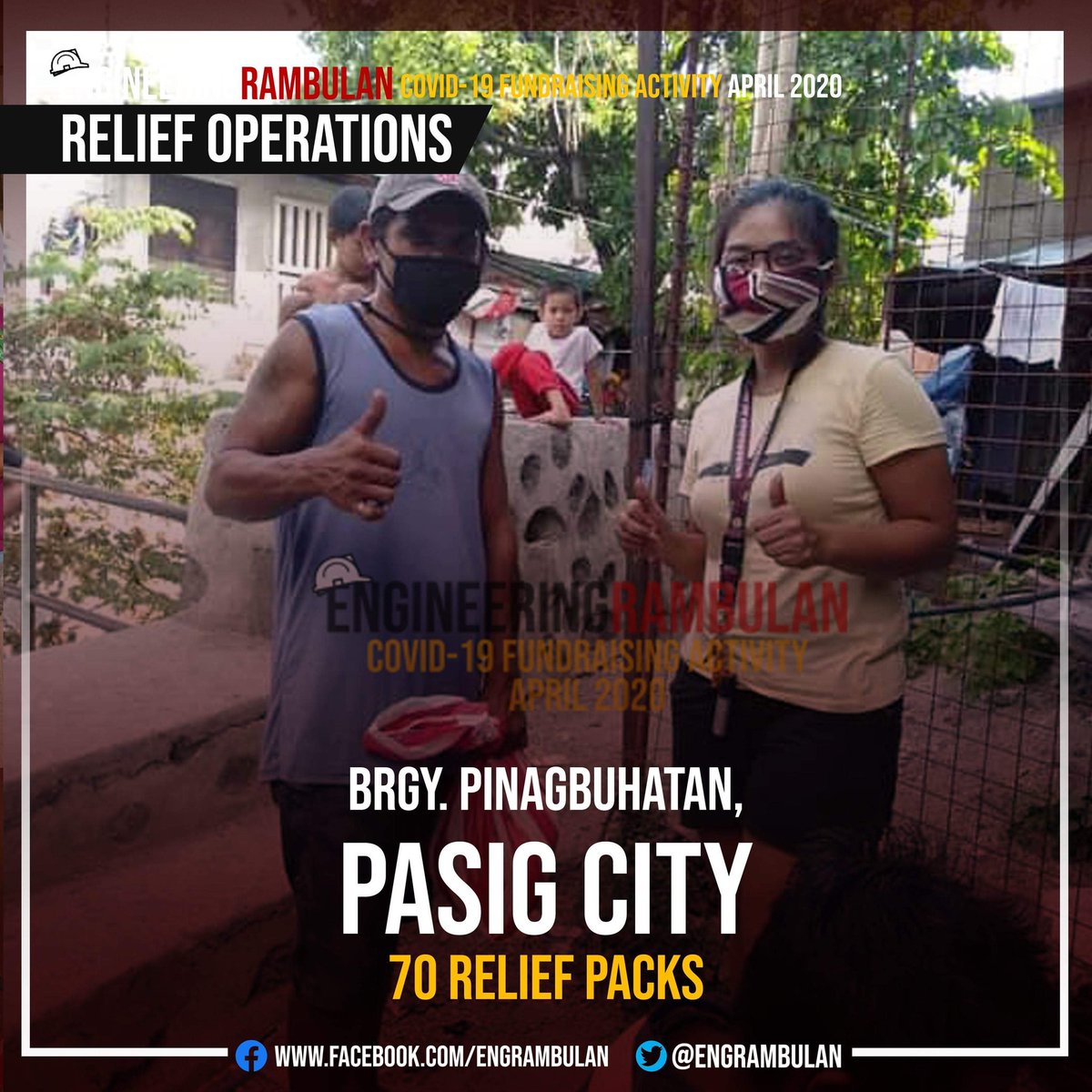 ENGRambulan's tweet photo. RELIEF OPERATION UPDATES:
4/4 
Hanggang may fund ang Engineering Rambulan, tuloy tuloy ang tulong until we win againts COVID19.

KUDOS ENGINEERS!

#EngineetingRambulan
#EngineeringBayanihan
#MillionThanksEngineering
#RambulanUpdates https://t.co/SroLSXOlxg