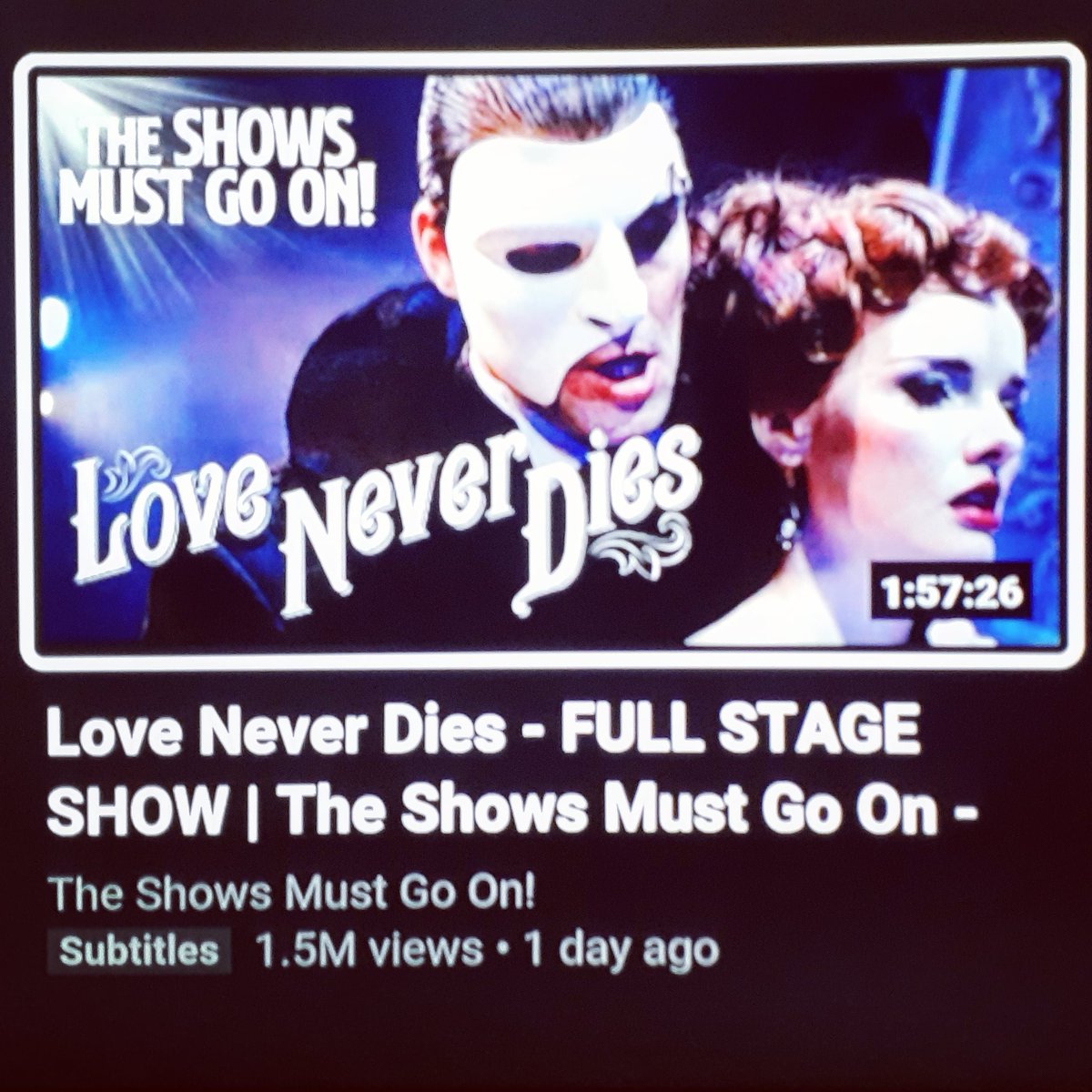 SeanB102's tweet photo. Tonight on "The Shows Must Go On", @OfficialALW follows 'The Phantom of the Opera' with a 2012 performance of the sequel '@loveneverdies'
#loveneverdies #brettsullivan #andrewlloydwebber #benlewis #annaobyrne #simongleeson #thephantomoftheopera #christinedaaé #theshowsmustgoon https://t.co/3kkF5KFkjE