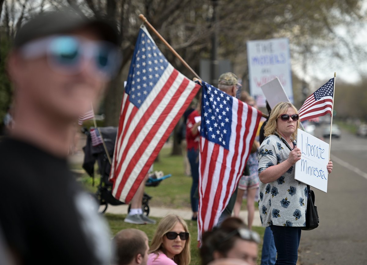 A few hundred protestors gathered outside the Minnesota Governor's Mansion Saturday to demonstrate against the state shutdown in the wake of the COVID-19 pandemic, urging the Walz administration to ease off of sweeping restrictions.  @StarTribune