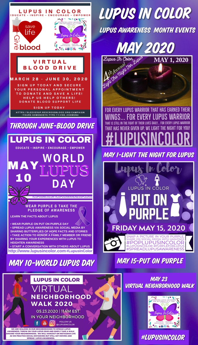 lupusincolor's tweet image. Lupus In Color Lupus Awareness Month Events. We have a great Lupus Awareness Month Planned. Here are a few events to share and ask family to support. #LupusInColor