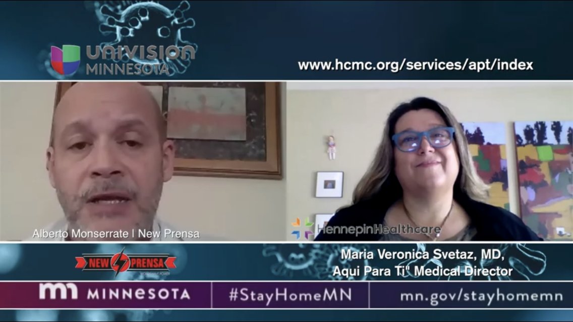 NewPrensa's tweet image. Enlaces Café Libre esta semana sobre COVID-19 en Univision MN en colaboración con New Prensa. Links to today’s Café Libre program on COVID-19 on Univision MN #QuedateEnCasa #QuedateEnCasaMN
youtube.com/watch?v=JmBbdG…
youtube.com/watch?v=-FJW_i…
youtube.com/watch?v=UZ51kn…