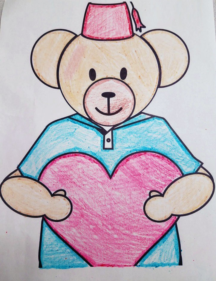 shrinershosp's tweet photo. Our friends are having fun going on a #bearhunt with our Fezzy coloring page! Look at the beautiful art shared with us! You can download your coloring page and share your art on social media with our hashtags #findfezzy and #bearhunt https://t.co/WqkPutZPIE