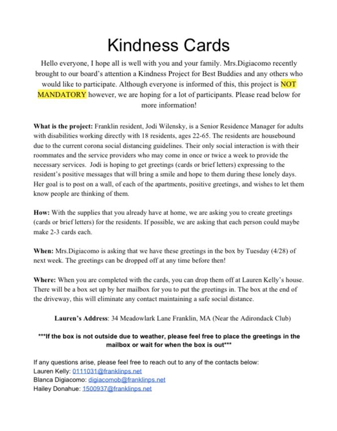 BestFHSBuddies's tweet photo. Today is a great day to participate in the Best Buddies Kindness Card Project! Read below for more information!! https://t.co/X7Pad5ux94