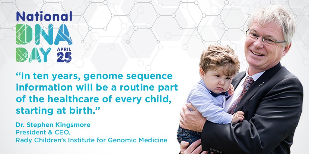 Biocom's tweet photo. Happy #DNADay!🧬 The field of genomics has forever changed human lives. To celebrate this, we spoke to our member @RadyGenomics & Dr. Kingsmore about their use of ultra-rapid whole genome sequencing to diagnose genetic disease. Here's how: https://t.co/UQ8ORwrDTA https://t.co/CIqnllmWR0