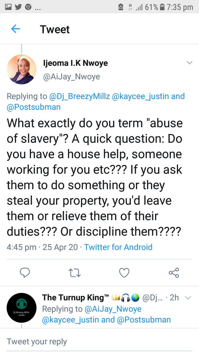 And then this lady in question  @AiJay_Nwoye comes from nowhere and joins the  @Postsubman Thread and comments, I gave her instances where Murder, rape and other inhumane acts were justified in the same Bible he spoke about, more like Contradictory statements...