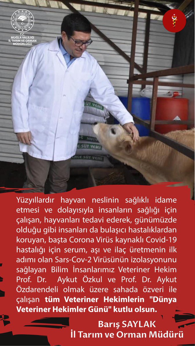 48tarim's tweet photo. #DünyaVeterinerHekimlerGünü @barissaylak @bekirpakdemirli @TCTarim @datca_m @milas_ve @IlceUla @koycegiz_m @MuglaTar @muvho48 https://t.co/gBYQIAJaGc