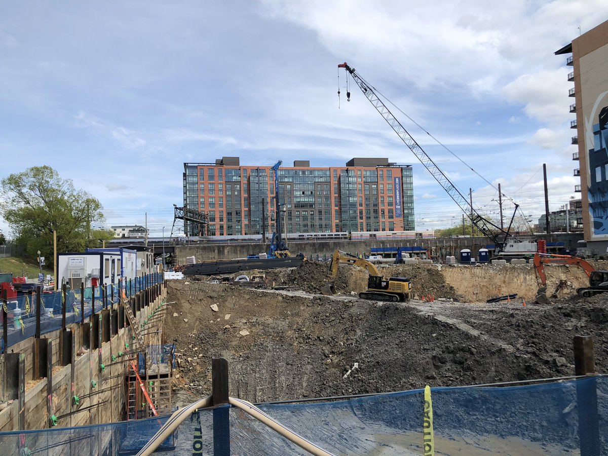 Crossing the tracks into NoMa, work is underway on Storey Park at 1st and L St. NE. From Perseus TDC, this project is planned to have 462 units and retail.