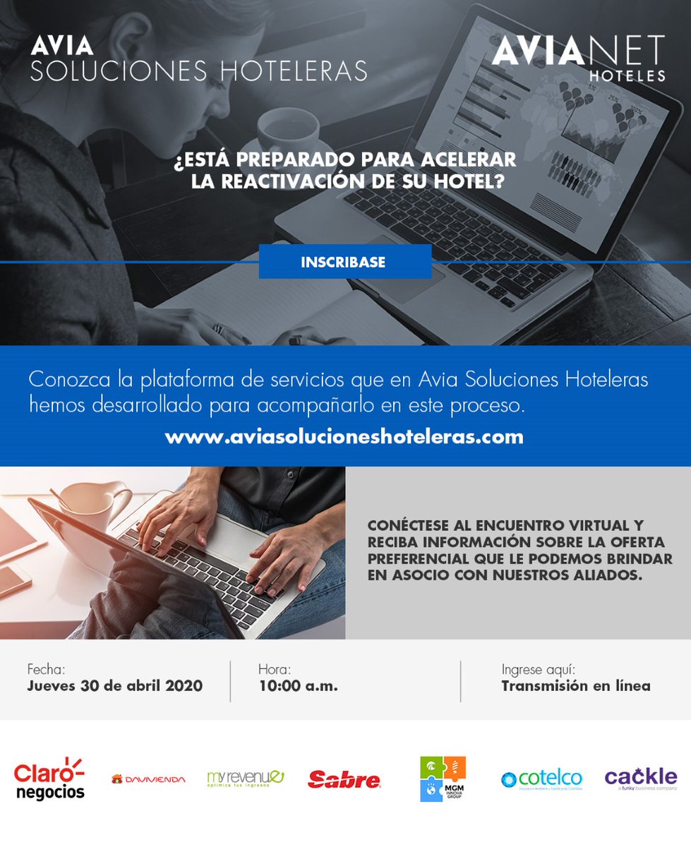 ¿Está preparado para acelerar la reactivación de su hotel?

Conozca lo necesario para responder al nuevo mercado y superar la crisis derivada del #Covid_19 . 

📌Jueves 30 de abril
🕙10:00 a.m.
💻 Transmisión en línea

🔗Link para inscribirse bit.ly/2KwAJLB