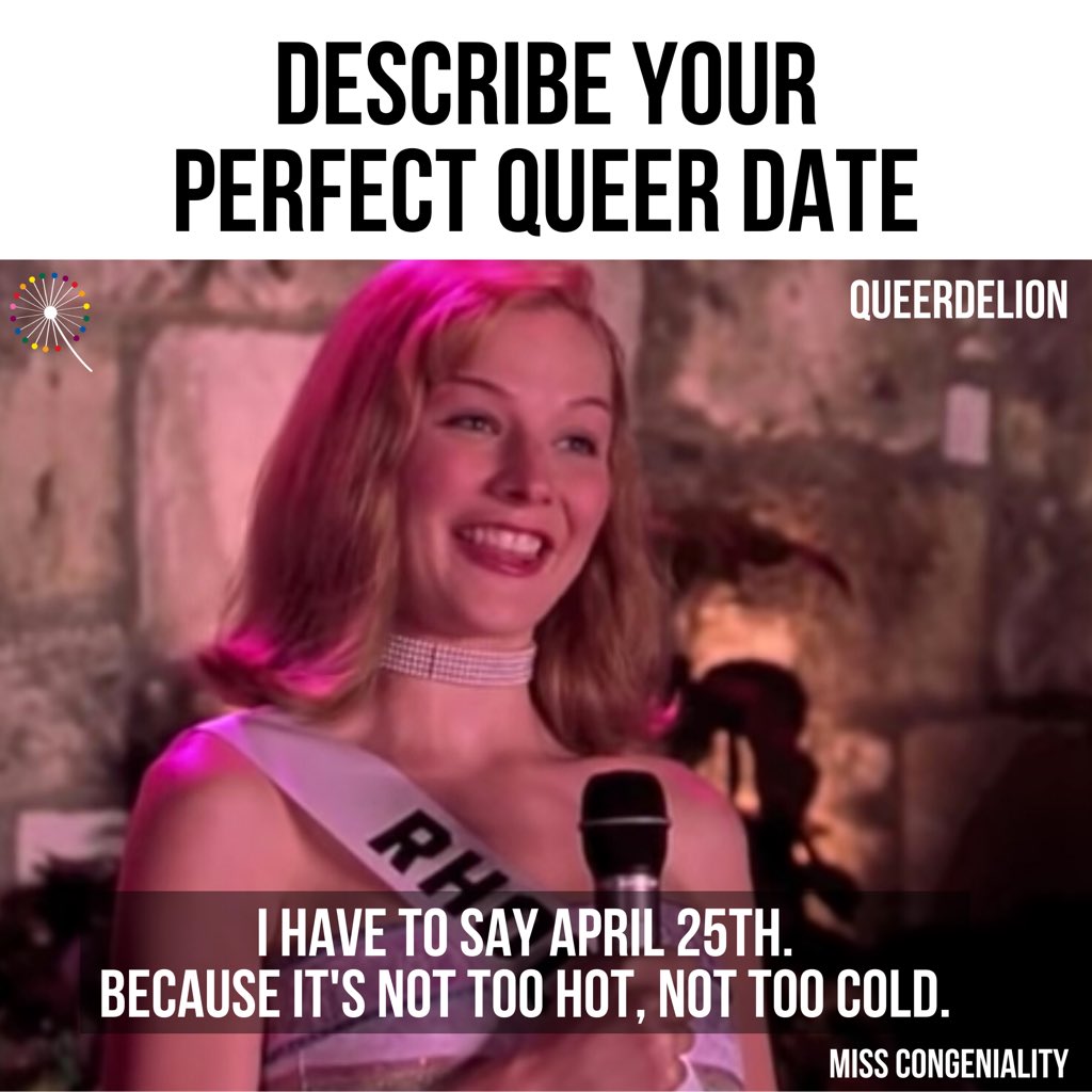 queerdelion's tweet image. Happy #April25th! ☀️ 

#MissCongeniality #Queermemes 

instagram.com/p/B_ahxYSAZEu/…