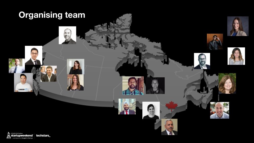 SWOnlineCanada's tweet photo. Introducing your #SWOnlineCanada organizing team! These are the people that made the Canadian chapter of this event possible. If you have any questions or need help during the rest of the weekend, please feel free to reach out! 🇨🇦#COVID19StartupWeekend https://t.co/OXueId8Yyv
