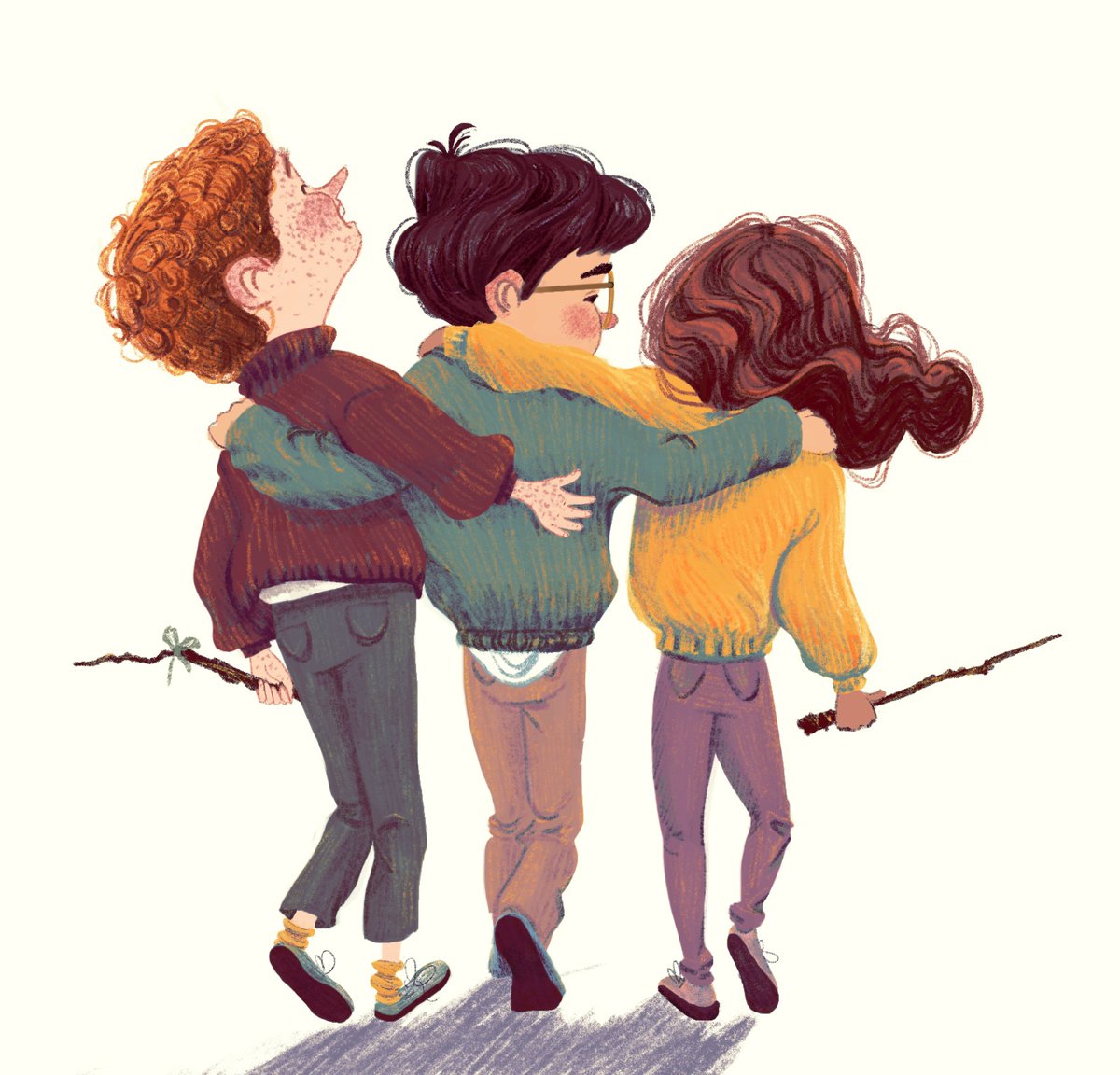 Happy Belated #worldbookday in the US! Here is my absolute favorite trio. Without them, I doubt I'd be making books today. #harrypotter #bestfriends #magic #bookmagic #kidlitart