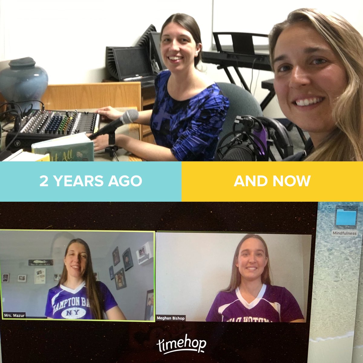 HBMS_Library's tweet photo. Two years ago today we recorded our first podcast! Today we did our first zoom recording! Get ready for some fun content HB!!! #hbstrong #wearehb https://t.co/A5atM2quiM