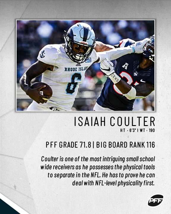 PFF's tweet photo. With the 171st overall selection in the 2020 NFL Draft, the Houston Texans select...

Isaiah Coulter, WR, Rhode Island https://t.co/PAyA4CzMUn