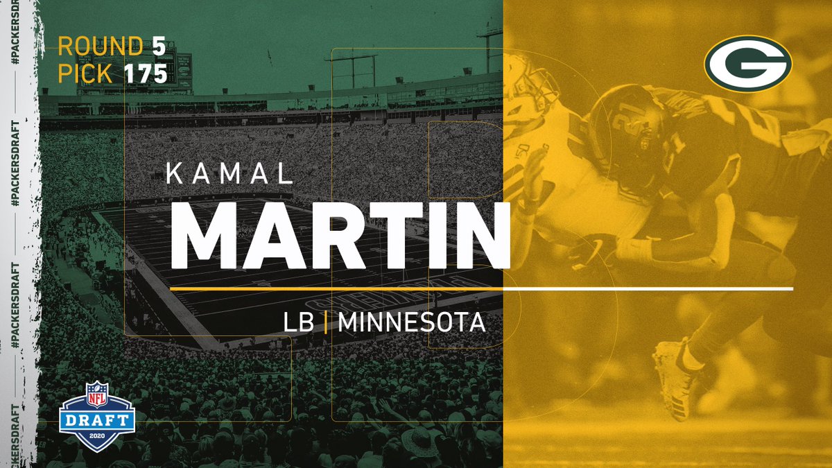 🚨 THE PICK IS IN 🚨

With the 175th pick in the 2020 #NFLDraft, the #Packers select Minnesota LB Kamal Martin!

#PackersDraft | #GoPackGo