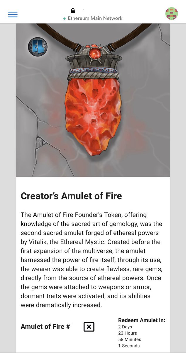 EtherLegends's tweet photo. Ether Legends #MFT Amulet Rewards @metamask_io UI near complete! True @enjin #erc1155 to #ERC721 asset interoperability to autonomously redeem perpetual rewards! Get ready to redeem all your Amulets 🌍 💦 🌬 🔥 💰 #free4life #soon
EZ redeem in Metamask and Mobile #blockchain https://t.co/LrscTyH0y4