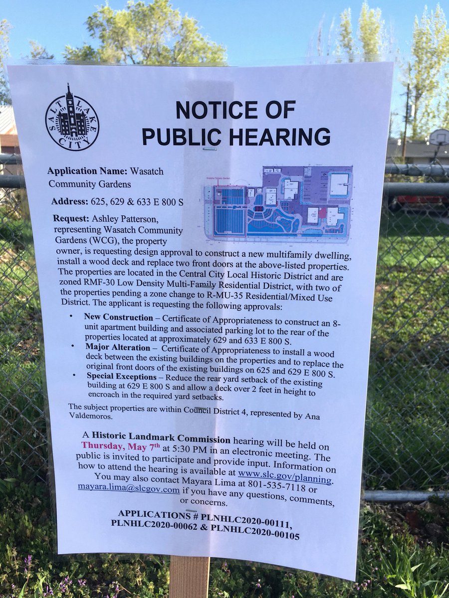 We need YOU! A Historic Landmark Commission hearing will be held on May 7 to debate approval for features of WCG's new campus at the site of our Grateful Tomato Garden.

If you'd like to voice your support, join the May 7 e-hearing (details at slc.gov/planning). Thanks!