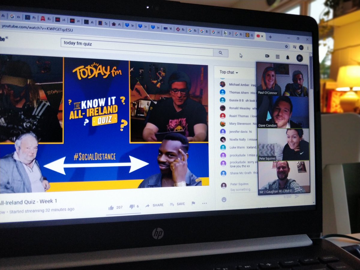 A solid team tonight! We usually do our Sat "gang quiz" tonight we're doing it with Dermot&amp;Dave. Tuning in from Tipp, Lim, Edinburgh &amp; Abu Dhabi #todayfmquiz