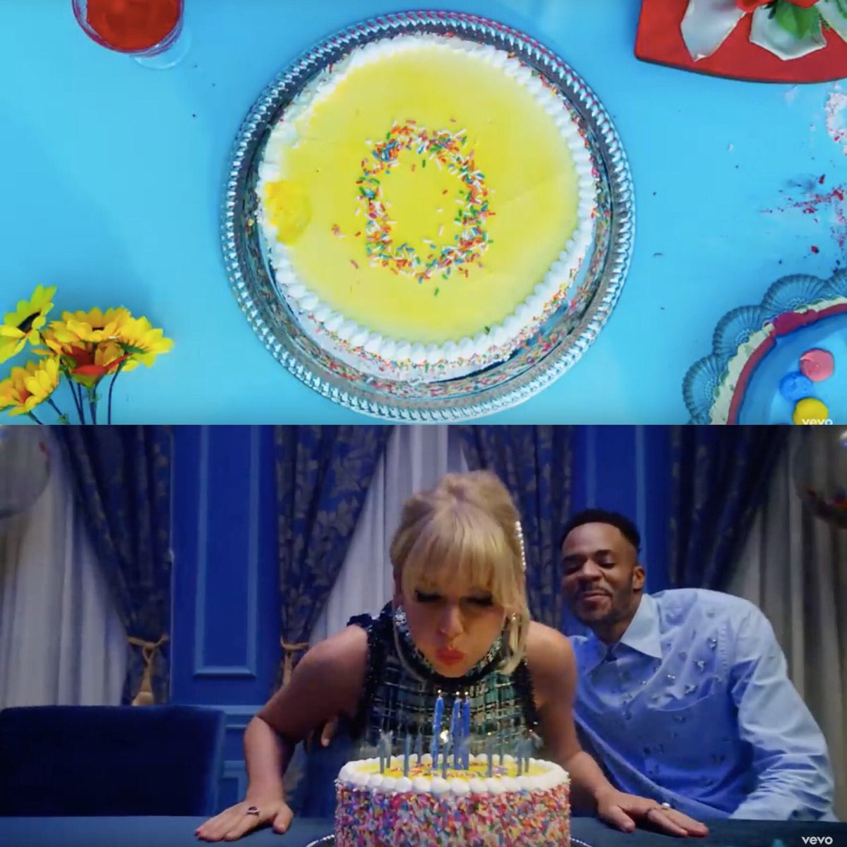 I went looking for Heavenly clues on  @abiander’s insta & realized:The cake, & burger+fries, were a clue for YNTCD. But Taylor said “LAYERS of Easter Eggs” -every clue can have more than one meaning. One of the cakes appears again in Lover, so there were two. Two cakes=2 albums.
