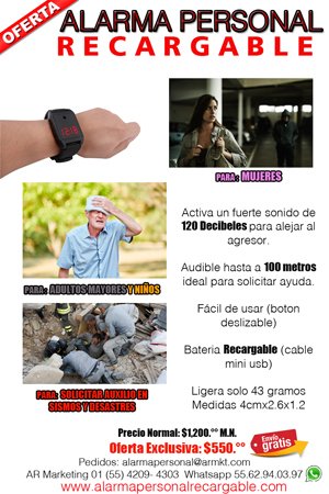CuponesEnLinea's tweet image. Para prevenir la Violencia de genero nos comparten estas magnificas Alarmas Personales (estilo reloj de mano) con alarma sonora de 120 decibeles!!!! Aparte es Recargable!!
(55)4209-4303 contacto@armkt.com 
@TlalpanVecinos @inmujeres @ARecargable #DiaNaranja