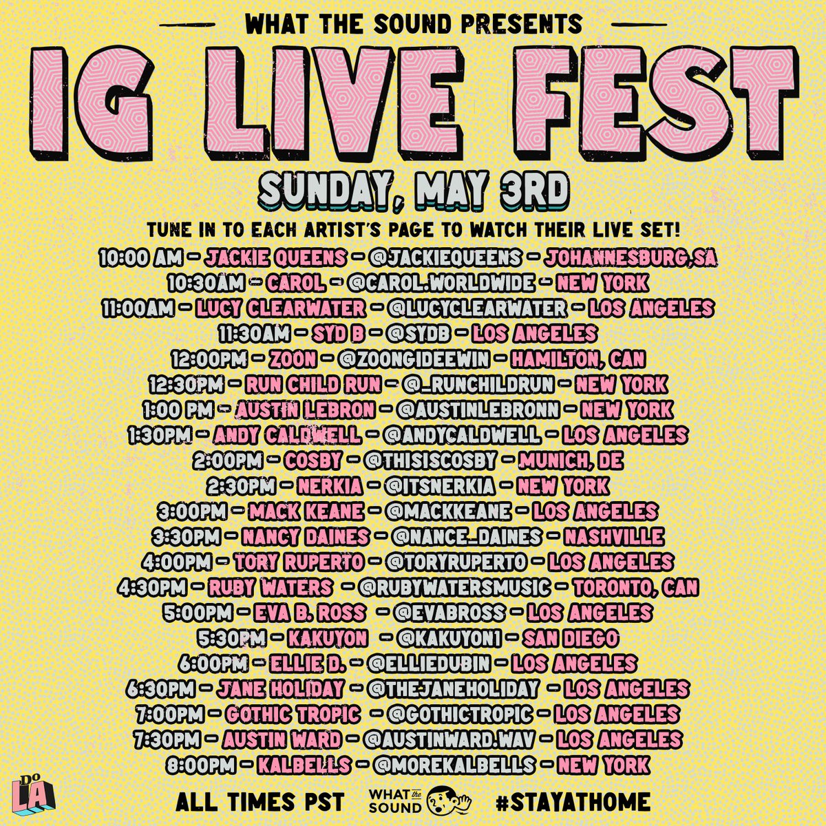 WhatTheSound's tweet image. We're back! With another #IGLIVEFEST ft. 42 artists from around the world who we are excited about. Be sure to tune in on @instagram!! #WHATTHESOUND #STAYATHOME #DOSTUFFATHOME