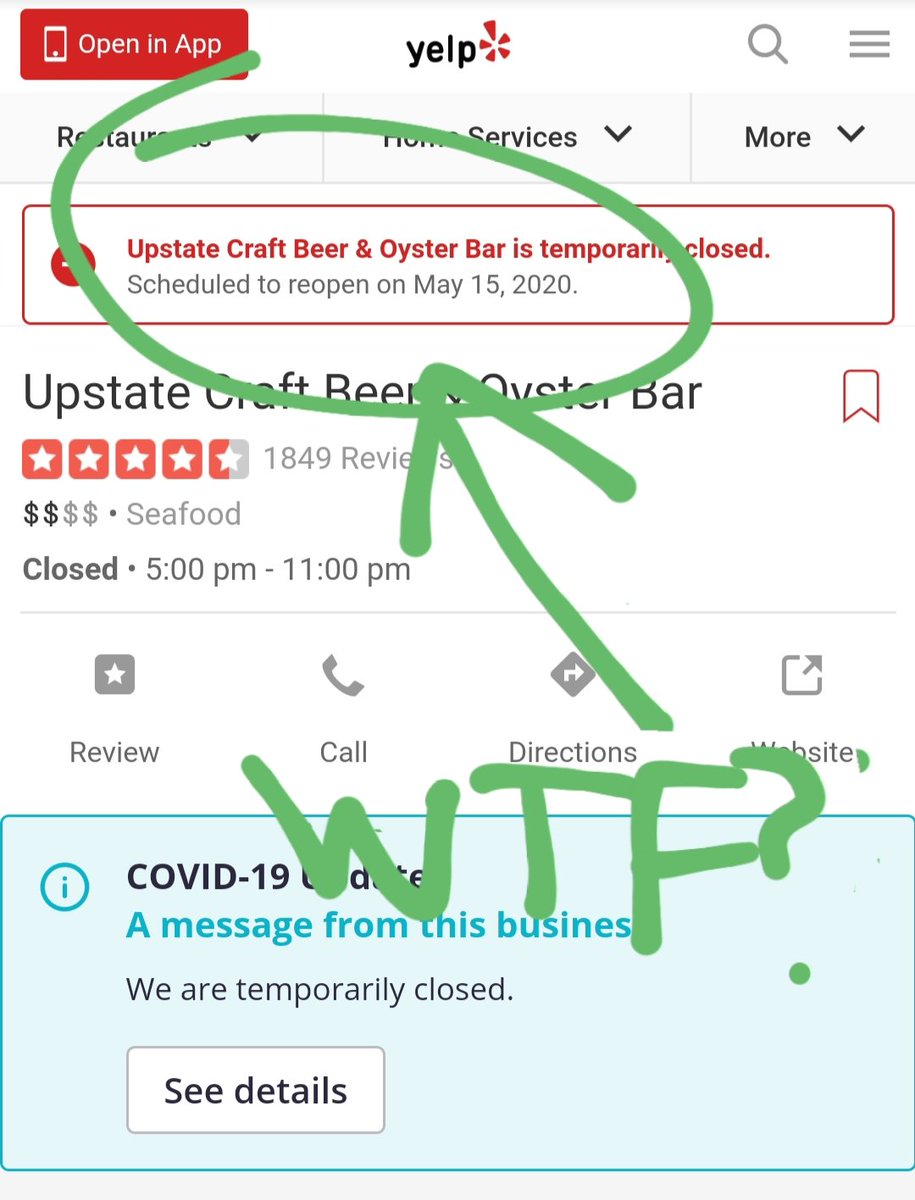 Upstate95First's tweet photo. STFU @yelp you have ZERO say in my business...WTF!?! https://t.co/O5OBoWelzV