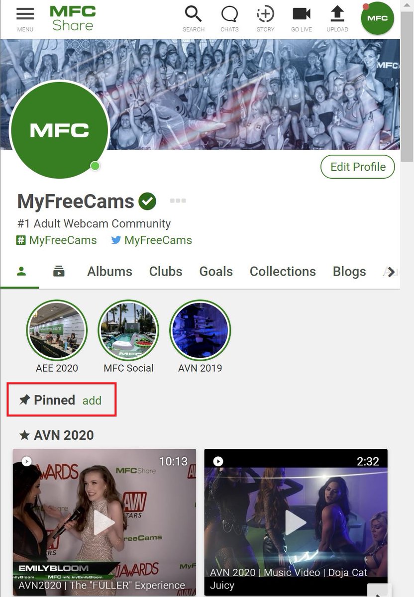 Models- Now you can Pin any Items, Clubs, Goals, etc, to the top of your MFC Share profile! 💚