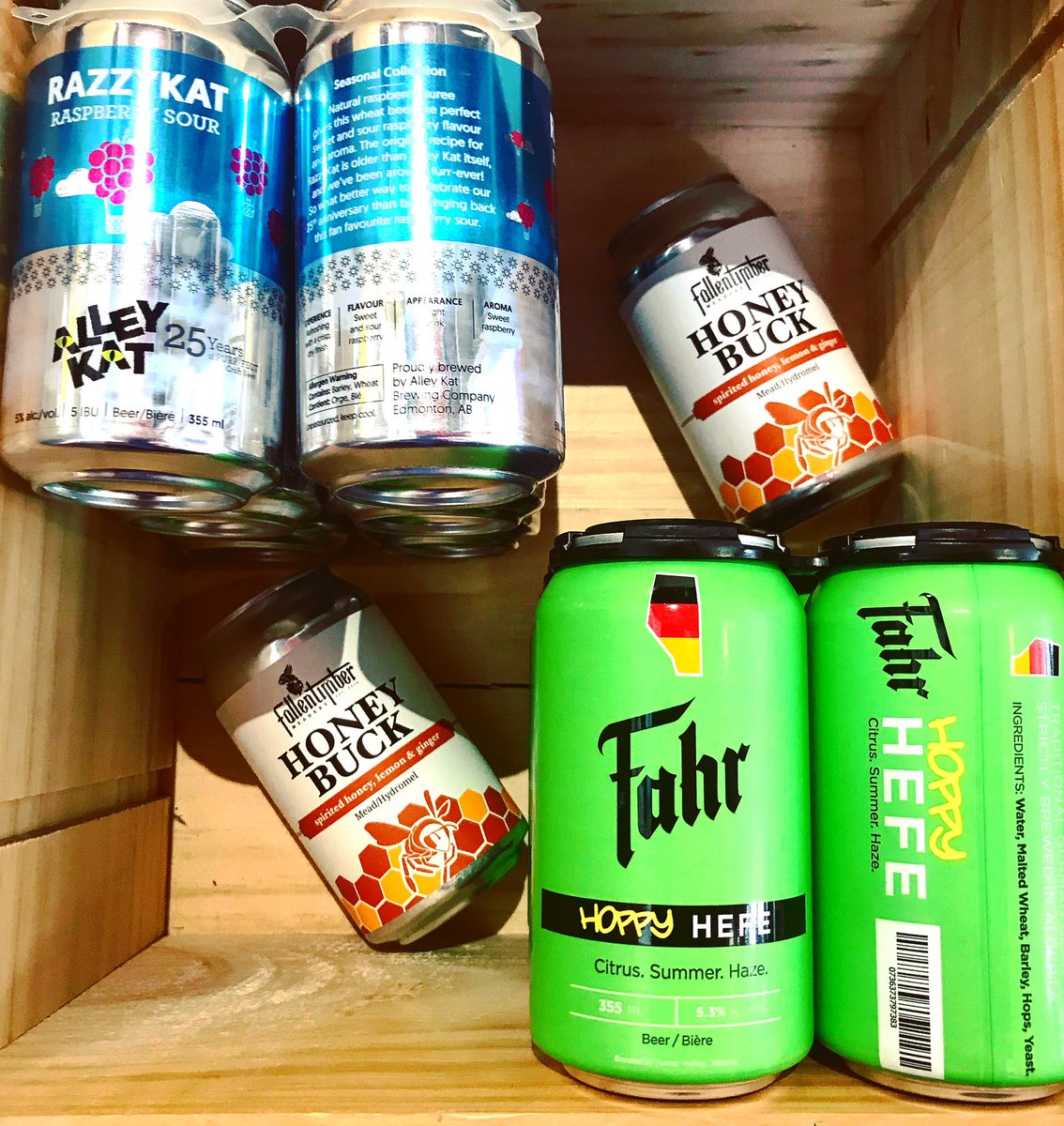 LPSpirits's tweet photo. Looking for a #Refreshing #Beverage! #LacombeParkSpirits has added a few more #AlbertaCraft ones!
@alley_kat_beer #RazzyKat #Raspberry #SourBeer,
@fahrbeer #HoppyHefe,
@ftmeadery #HoneyBuck #Mead w/ #Lemon & #Ginger.
#CraftBeerStore #CraftStore #ShopStAlbert #ShopLocal #T8N https://t.co/SURdcTiDmc