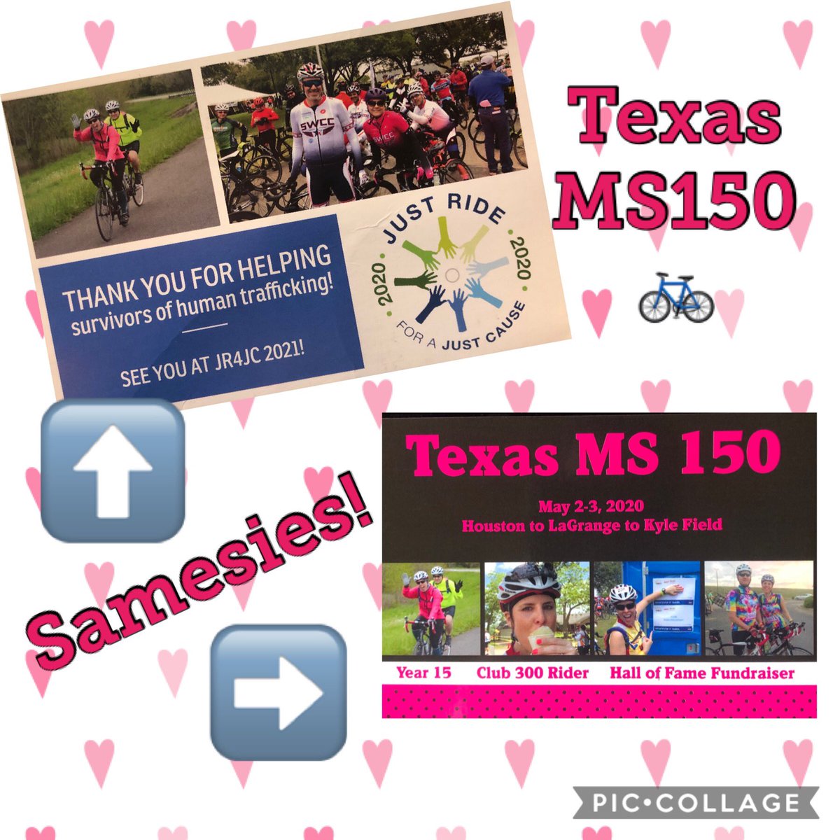 K8TBearSLP's tweet photo. Checked the mail today and saw my picture on the #JR4JC ride postcard! 😂 I’m already dreaming of the 2021 #TexasMS150 season. You can still donate to the rescheduled 9/26 event at https://t.co/AhAi4iPuXO. ❤️ 🚲 #BikeMS https://t.co/aSmIh9tQo3