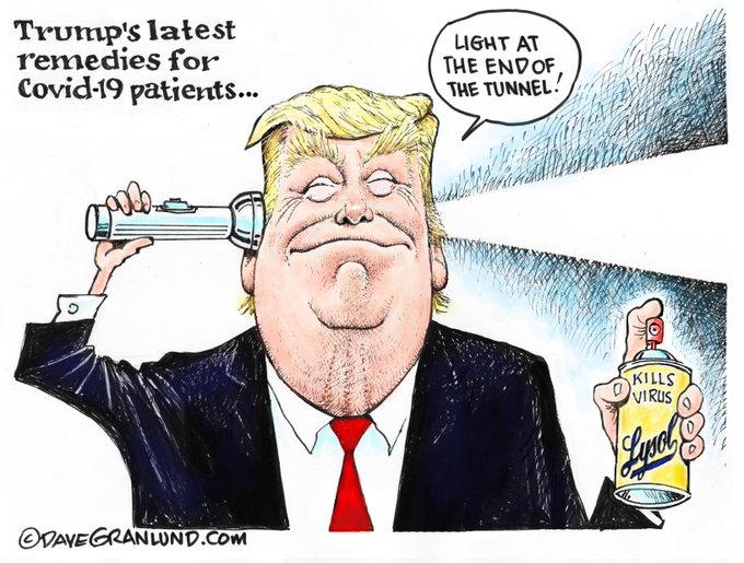 CuriousCheeze's tweet photo. @GeraldoRivera @realDonaldTrump It's harder to believe he was being sarcastic. I watched the briefing. He was talking to the Dr, not the reporters and he was using his "I'm trying to be sincere" voice. 

If he had been truly sarcastic he wouldn't be canceling his daily mini-rally. He lives for an audience. https://t.co/pOGGYPZcd9