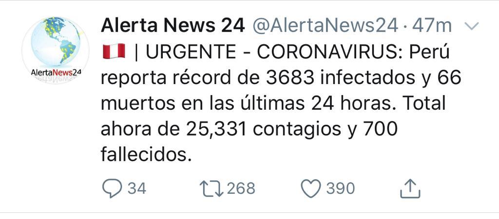 AndersonChavez8's tweet photo. Éste es el resultado de la falta de disciplina y empatía  que hubo al  inició de la cuarentena. 😡😡 https://t.co/UdKRd1S7ng