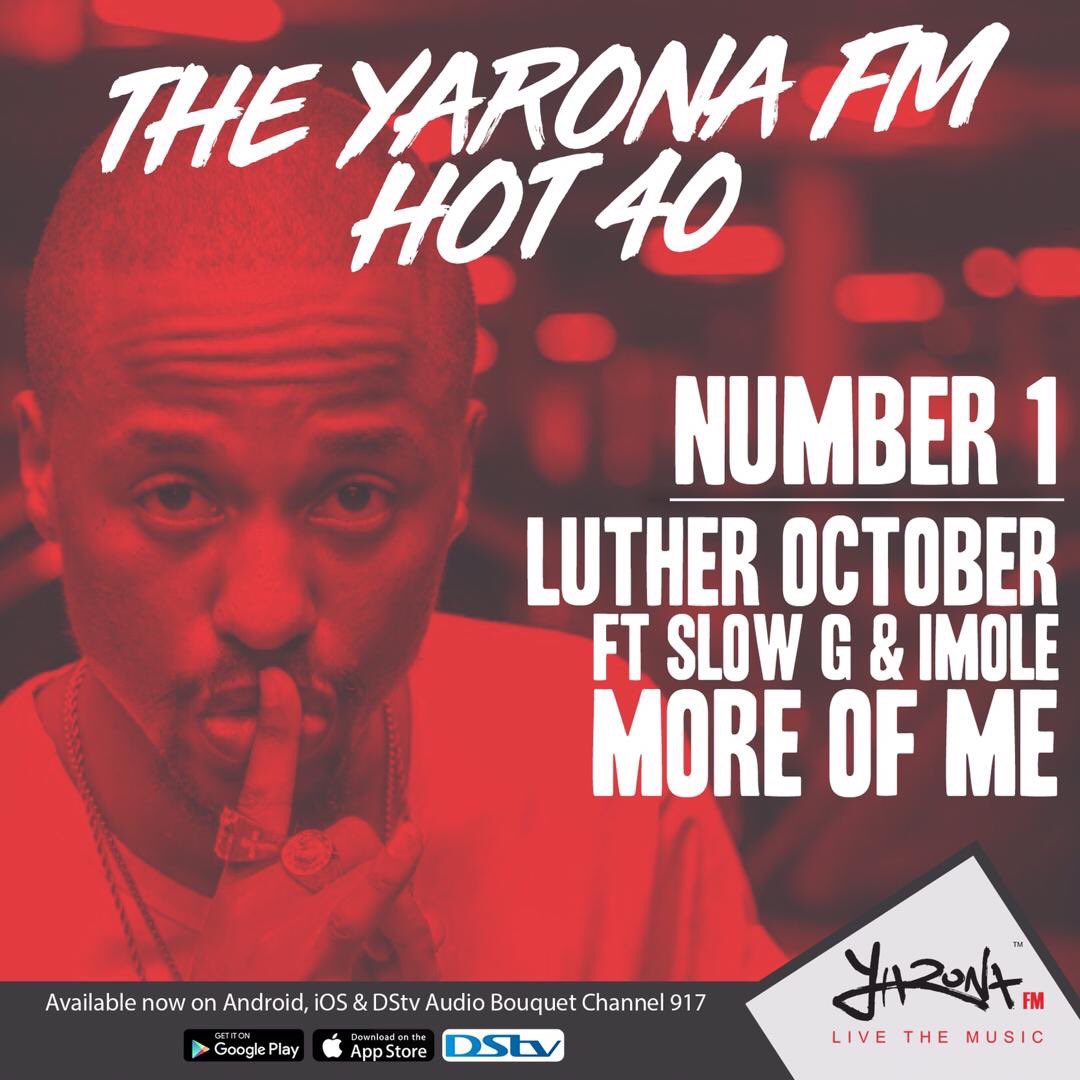BwChillstep's tweet photo. Congratulations @Luther_October - #MoreofMe (ft @SlowG_FME  #Imole) on being the number 1 Star on #YaronafmHot40 with @LezozoOnAir 

A win for BW 🇧🇼 🔥🚀

@FreshMafiaEnt @thehot40 @TheRealYaronaFM https://t.co/Ikss3oyOX4