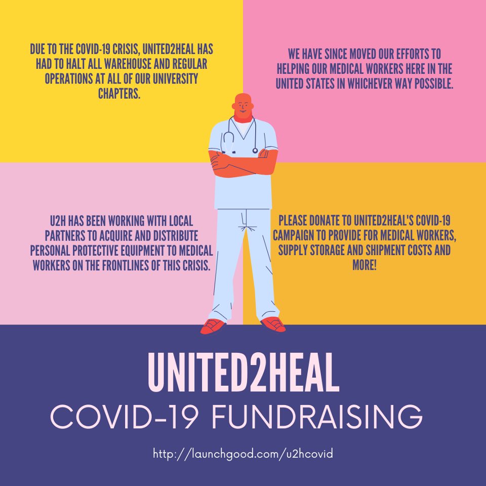 United2Heal's tweet photo. United2Heal has shifted efforts towards providing #PPE to healthcare workers on the frontline of the COVID-19 crisis here in the United States. Please donate if you can! #LinkInBio #Covid_19 https://t.co/23w6LOklnc