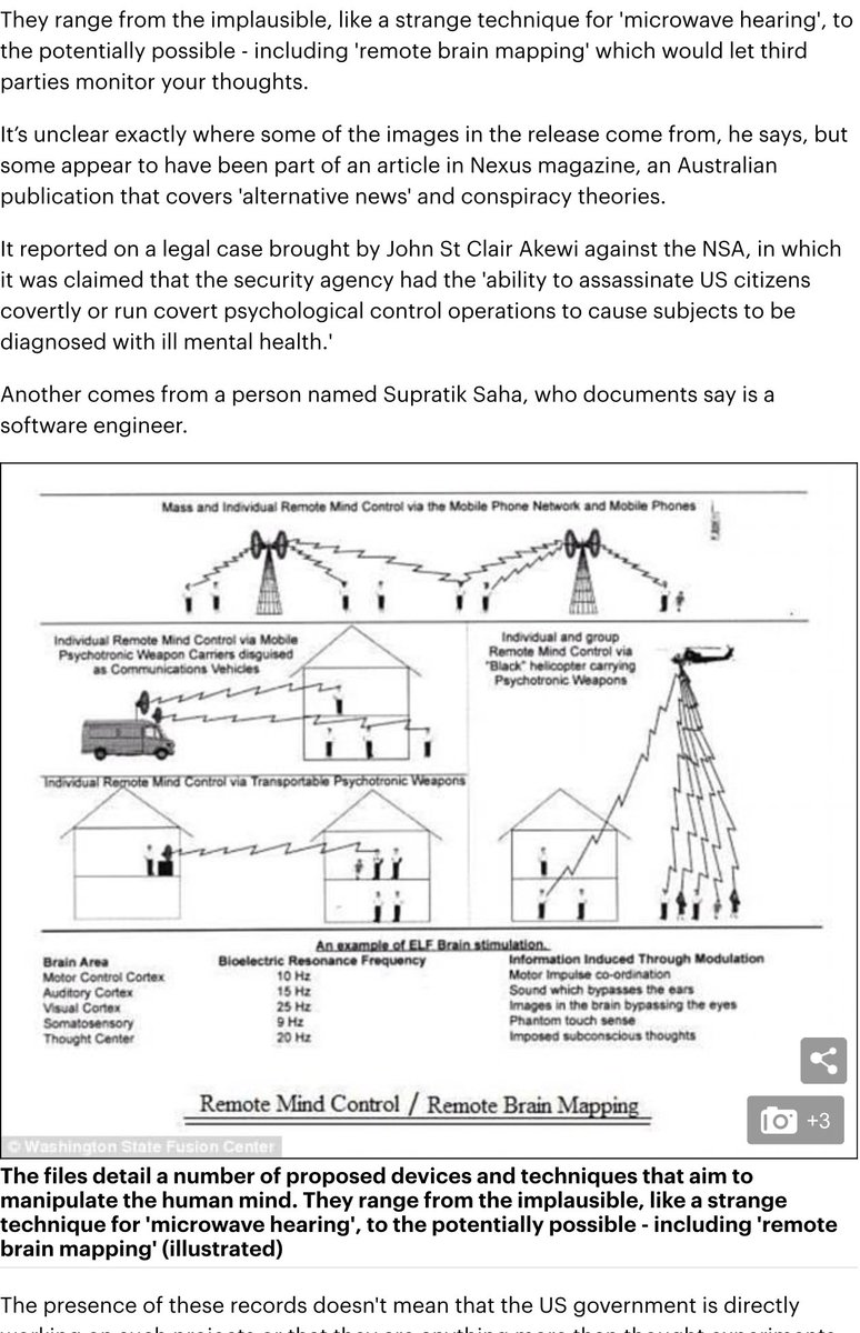 2018: “Washington  #FusionCenter accidentally sends strange “conspiracy theory” file along with  #FOIA describing “remote mind control” https://www.dailymail.co.uk/sciencetech/article-5638069/Government-accidentally-sends-strange-conspiracy-theory-file-describing-remote-mind-control.html