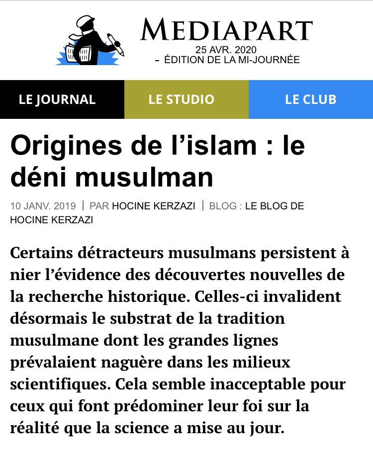Médiapart, Slate, France Culture etc... parlent de plusieurs versions du Coran.