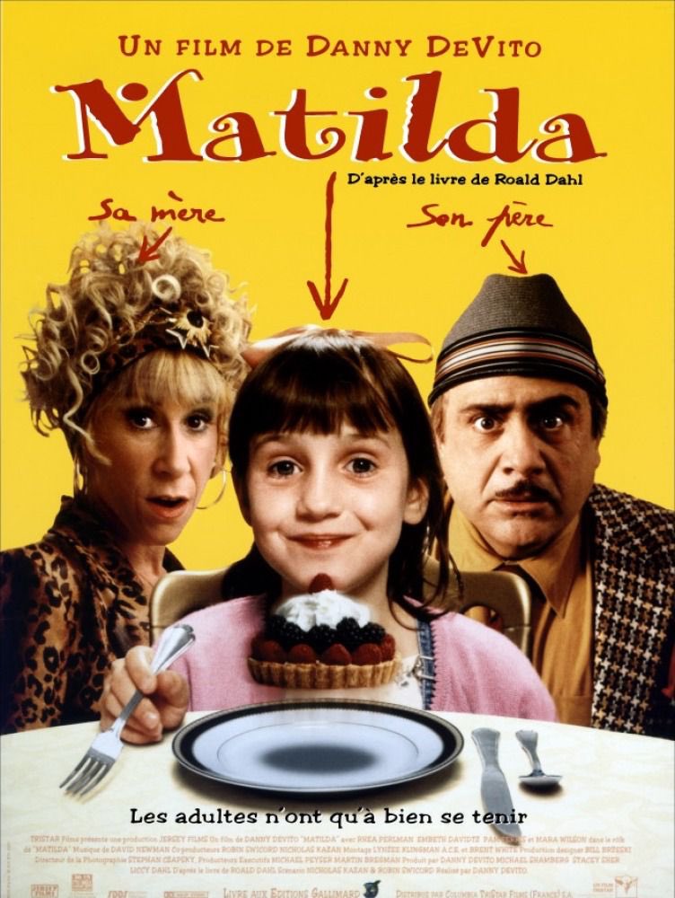 Matilda, écrit par Nicholas Kazan, Robin Swicord et réalisé par Danny DeVito, adapté du roman éponyme de Roald Dahl Tv familiale