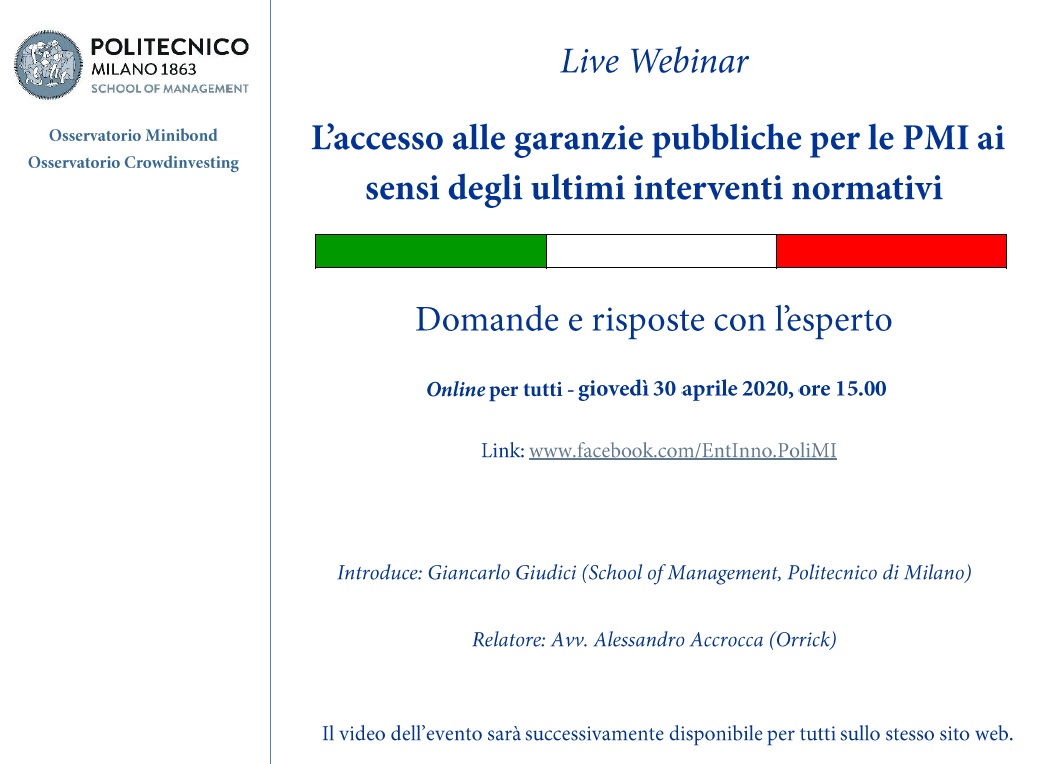 OsservaMiniBond's tweet photo. giovedì prossimo, ore 15, evento LIVE Q&amp;A con Alessandro Accrocca di @OrrickItaly sulle opportunità offerte dalle PMI dai decreti CuraItalia e Liquidità - vi aspettiamo qui: https://t.co/6lAbtOaxKW https://t.co/gIsDNjBscZ