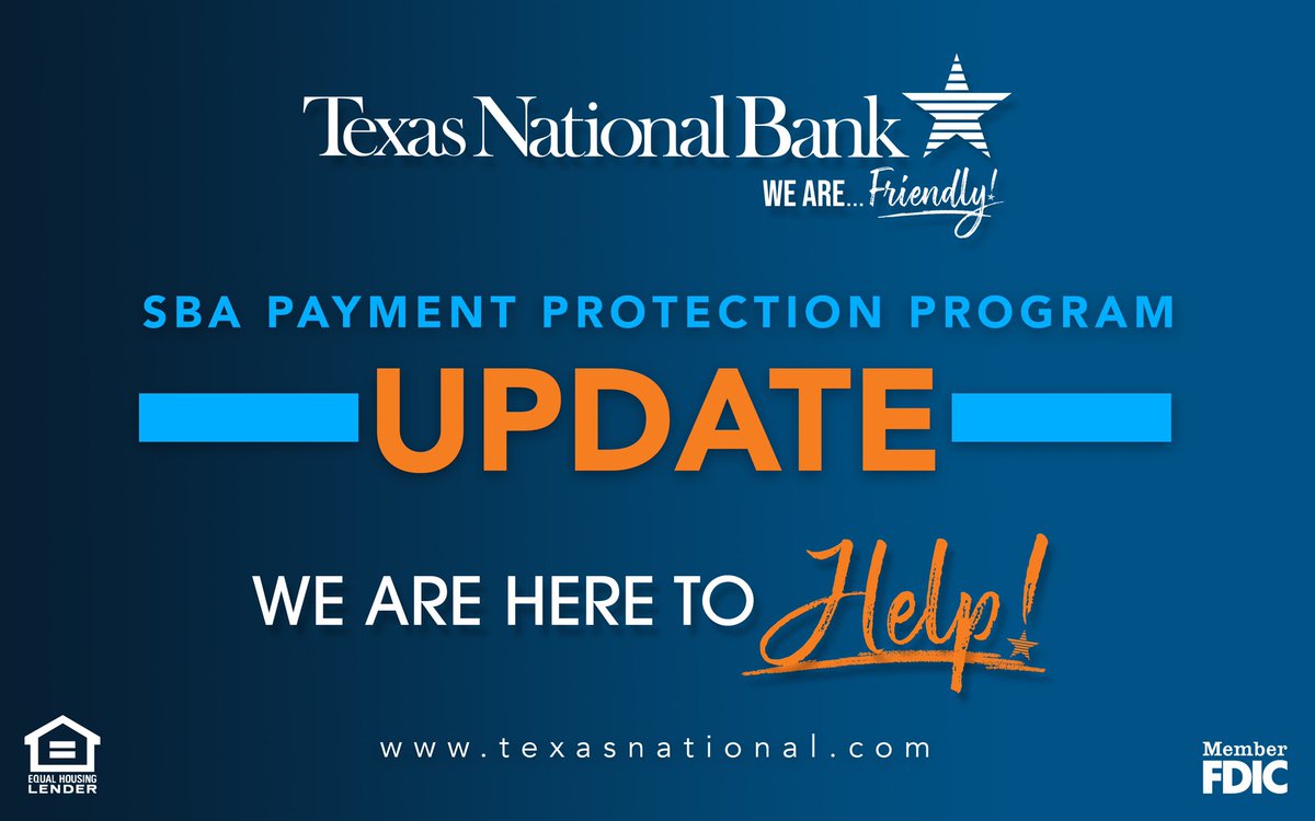TNB1920's tweet photo. SBA will begin to process PPP applications on Monday at 9:30 am. Texas National Bank is ready to submit. #WeAreFriendly #WeAreHereToHelp #SBA #SBAPPP #loans #covid19 https://t.co/PP4y8I6dRh