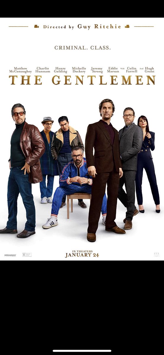 cinemaximillion's tweet photo. I have watched this movie no less than 5 times this week, I’m obsessed with it. No matter how much you like or dislike it, if you can’t have fun watching #TheGentlemen then you got a big ol dump in your pants https://t.co/FNxj37PLmx