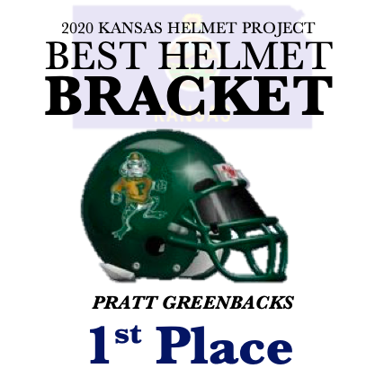 And, coming in with 910 votes, the 2020 Best Helmet in Kansas champion Pratt Greenbacks! <a href="/coachhoelting/">Brent Hoelting</a> <a href="/PrattAD/">Pratt Greenbacks</a>