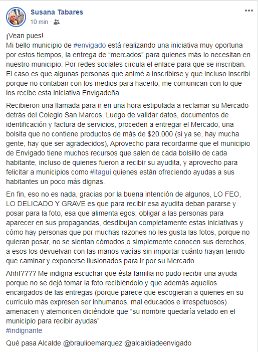 AndresCafeTrade's tweet photo. @braulioEMarquez Y esto es lo que dice gente que presenció la amable entrega de las ayudas en #Envigado, por @braulioemarquez Sí, el mismo que cuando "ganó" las elecciones, misteriosamente las personas de otros municipios que tenían inscritas sus cédulas, no pudieron votar. @AlcaldiaEnv https://t.co/EQuGBrYXUD