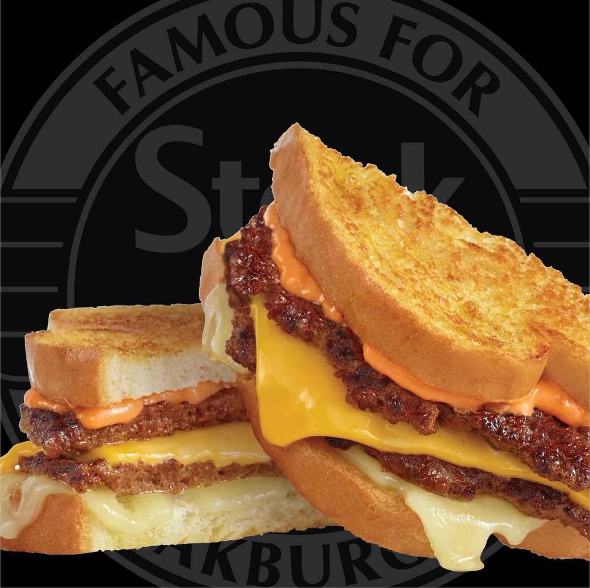 SteaknShake's tweet photo. Did you know? The Frisco Melt is our 2nd most popular burger across the country.
⁣
If you haven’t yet tried this fan favorite, pop by our drive thru (don’t forget to ask for your free fries - #WereAllEssential) or order online for easy takeout or delivery. https://t.co/n8tVulObfN