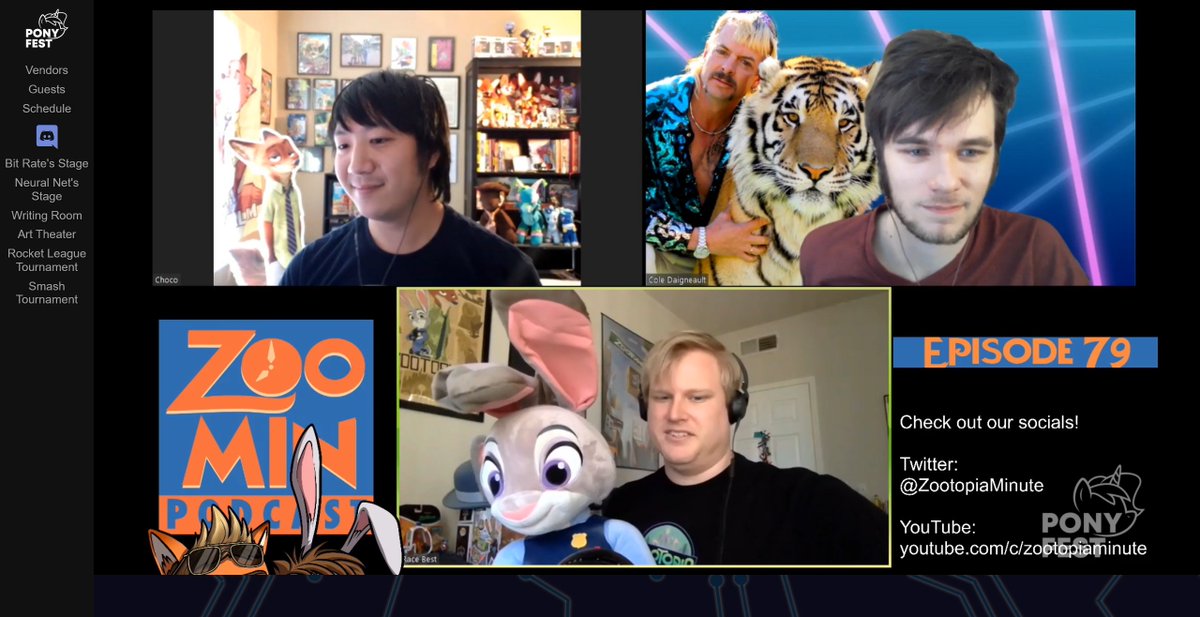 Very much enjoyed listening to the <a href="/ZootopiaMinute/">Zootopia Minute Podcast</a> with <a href="/ColeDaigneault/">Simul</a> <a href="/TransformARTive/">Choco Bash ❂ @ FWA A14 Dealers Den</a> and <a href="/ACRacebest/">ACRacebest</a>. Great to hear from you guys as always and yes Joe Exotic makes an appearance :) <a href="/PonyFestOnline/">PonyFest Online!</a> #PonyFest