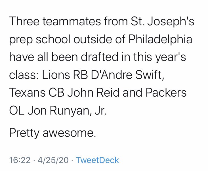 SauconAthletics's tweet photo. And people wonder why there needs to be an immediate separation of boundary and non-boundary schools in Pennsylvania High School sports.  Summed up in one tweet.  Three NFL Draft picks in the same class in the same school.... https://t.co/D07EloqazH