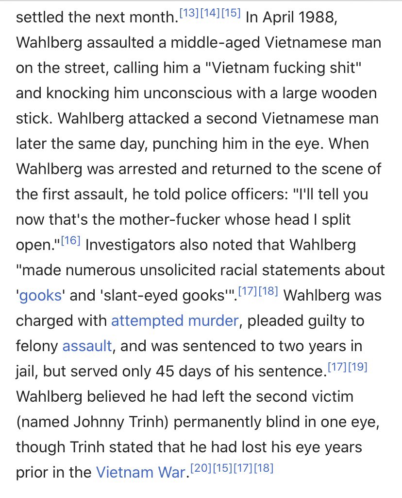 soon after, he attacked another vietnamese man while he was “looking for a place to hide”. when police finally came to the scene he made “a number of unsolicited racial statements”. he only served 45 days in jail for these crimes (2/2)