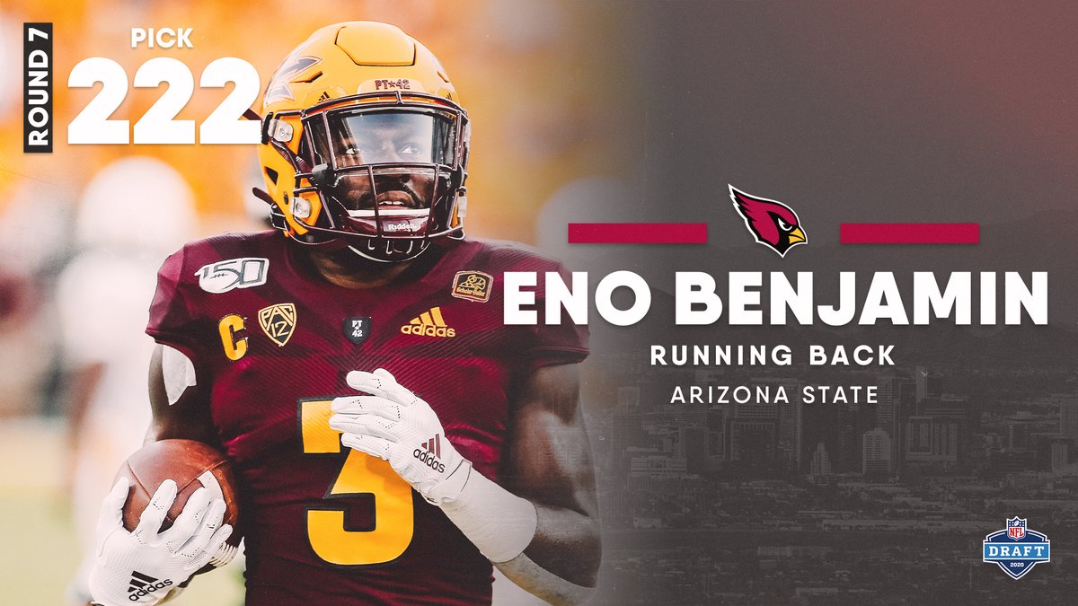 AZCardinals's tweet photo. Staying in the Valley.

Welcome to the #RedSea, @eno_benjamin5!

#NFLDraft https://t.co/zQYNjXESyk